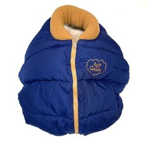 Petite Coulou Protective Winter Cover for Baby Car Seat in Blue/Tan